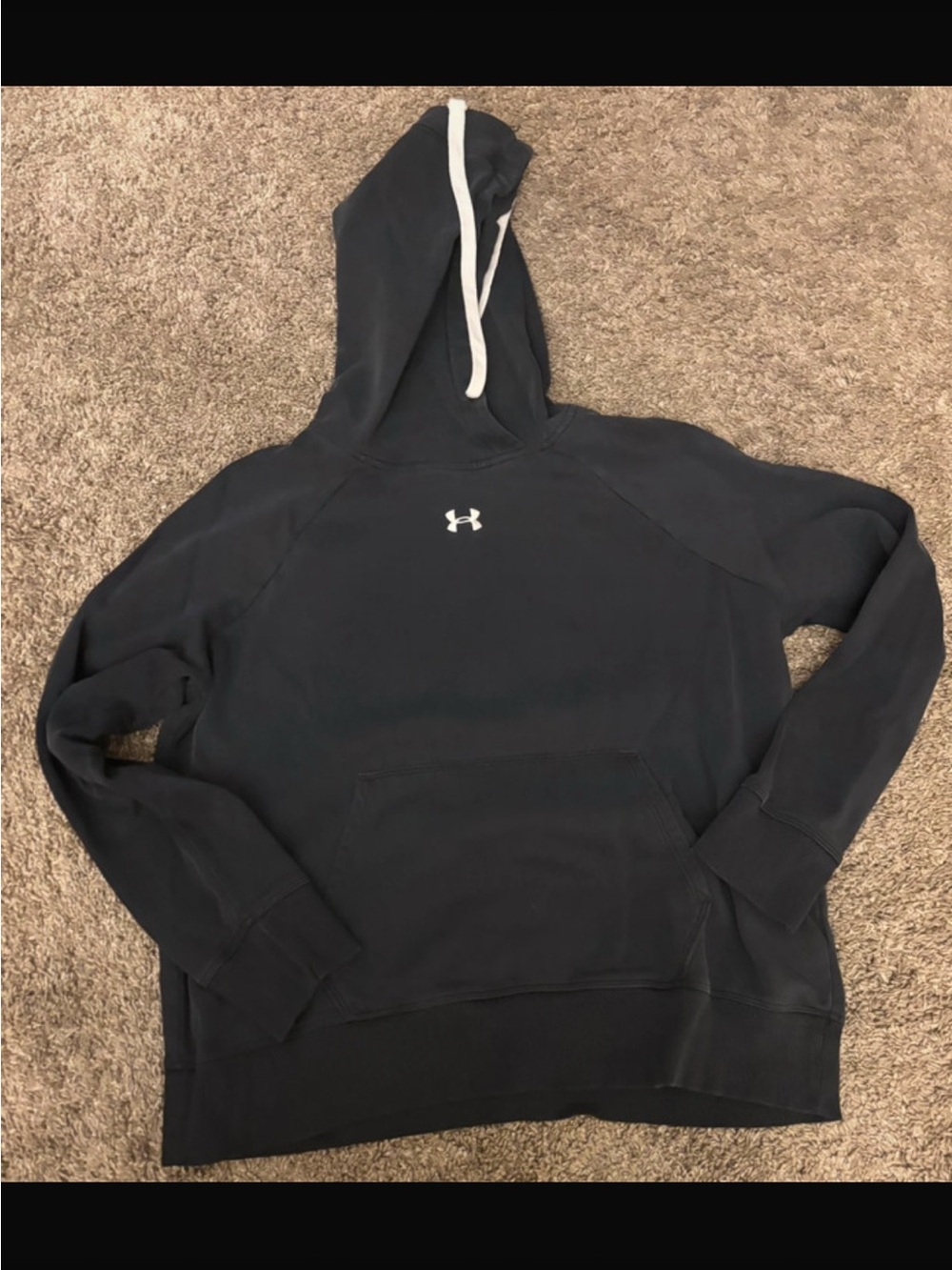 Under Armour Black Hoodie with White Drawstrings